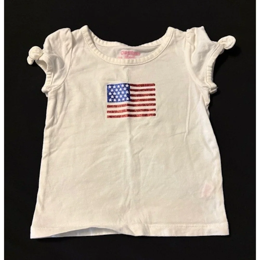 OshKosh b'gosh size 12 months patriotic tee with bow accents on cap sleeves